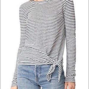 Madewell Striped Blue + White Top with side tie